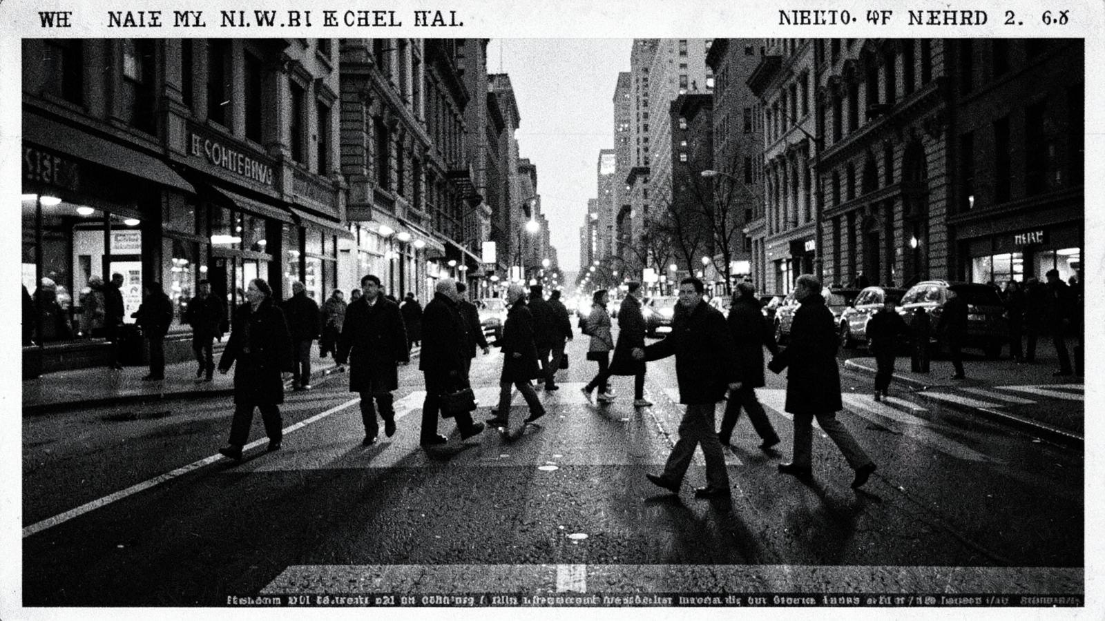 Photograph illustrating subway service on the Lexington Avenue line in New York City, showing residents and workers in a street-level scene.